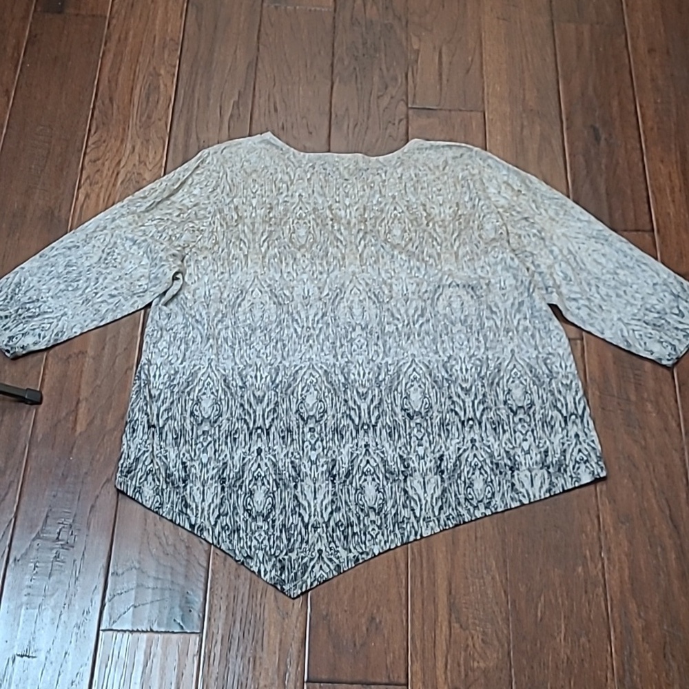 Ruby Rd Gold/Grey/Black Gradient Patterned Asymmetrical Blouse size 2X - Picture 2 of 6